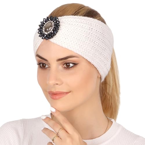 osiuujkw Strass Strick Stirnband, schweißabsorbierend, rutschfest, bequem für Damen, atmungsaktive Polyester Häkel Kopfbedeckung, Weiß von osiuujkw