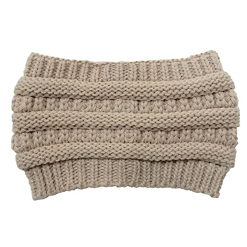 osiuujkw Warmes Haarband, gestricktes Stirnband, tragbare Wollmütze, Wintermützen, atmungsaktive elastische Kappen, Kopfbedeckung für Frauen und Mädchen, Beige von osiuujkw