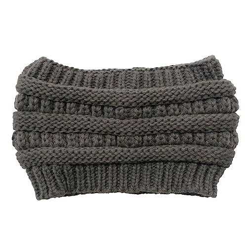 osiuujkw Warmes Haarband, gestricktes Stirnband, tragbare Wollmütze, Wintermützen, atmungsaktive elastische Kappen, Kopfbedeckung für Frauen und Mädchen, Dunkelgrau von osiuujkw