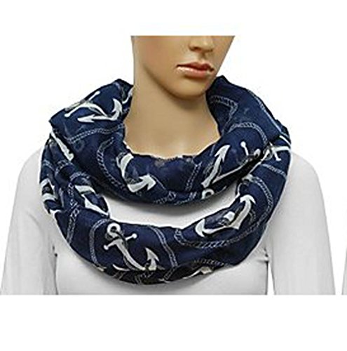 Damen Halstuch/Schal/Loopschal/Damen-Accessoires/martimes Muster/Ankermotiv/INSTYLE/Top Trend/osters muschel.sammler-shop (Loop blau) von osters muschel-sammler-shop