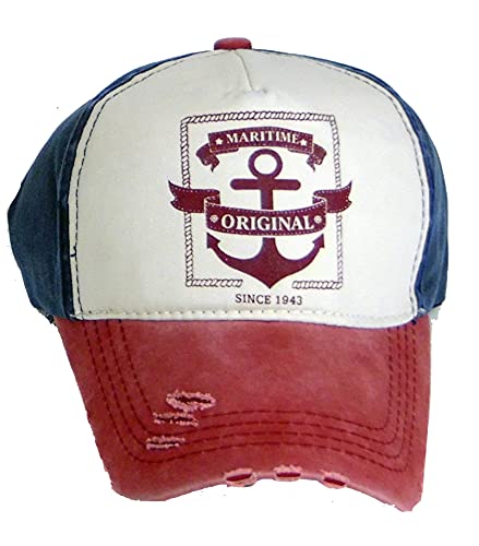 osters muschel-sammler-shop Baseball Cap ┼ Capy ┼ hochwertig verarbeitet ┼ Geschenk-Artikel Anker-Motiv (Schirm ROT) von osters muschel-sammler-shop
