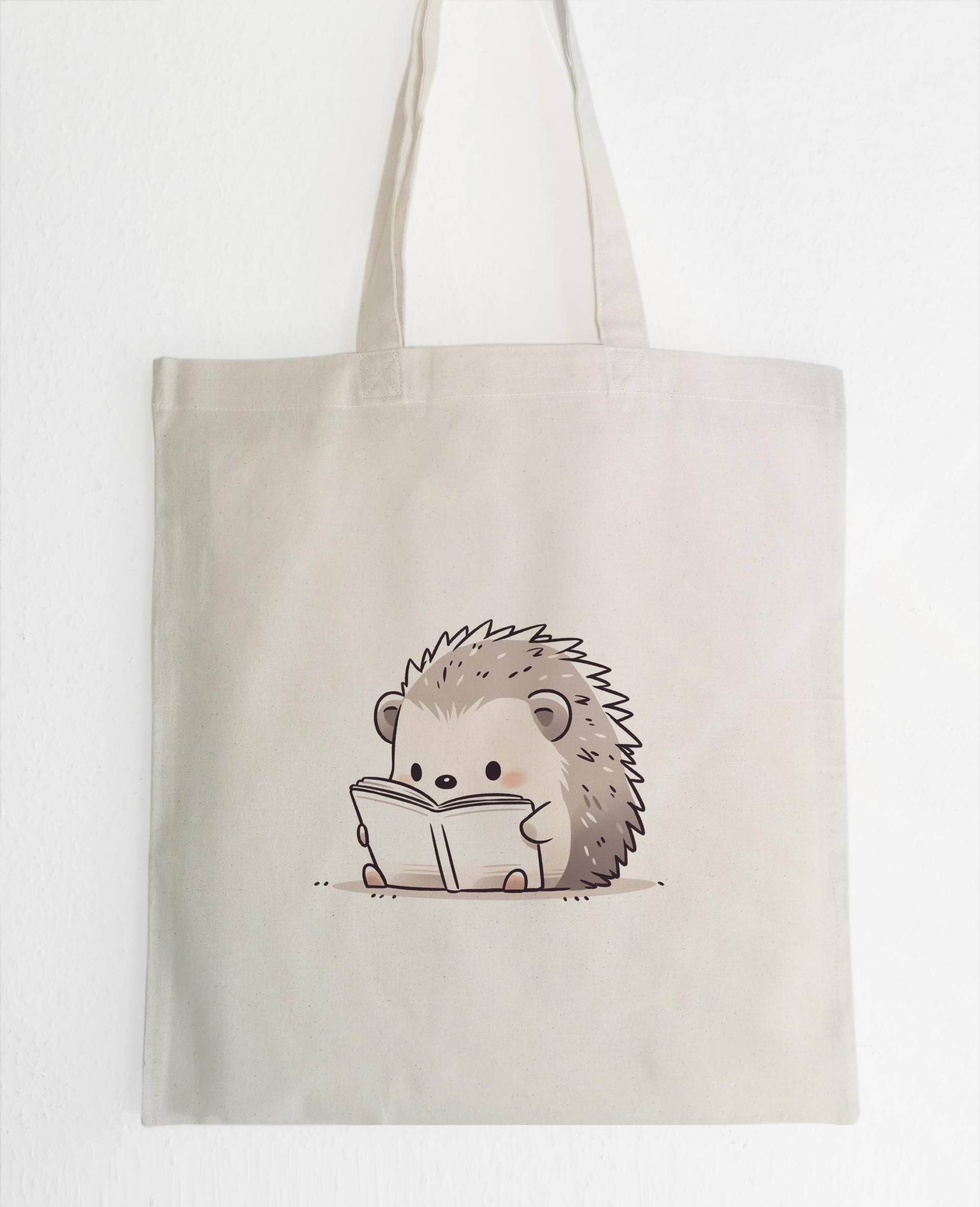 Jutebeutel Igel Lese Buch, Jute Tasche Buch Lieber, Hedgehog Book Tote Bag, Baumwolle Stofftasche, Einkaufstasche, Liebe von osttop