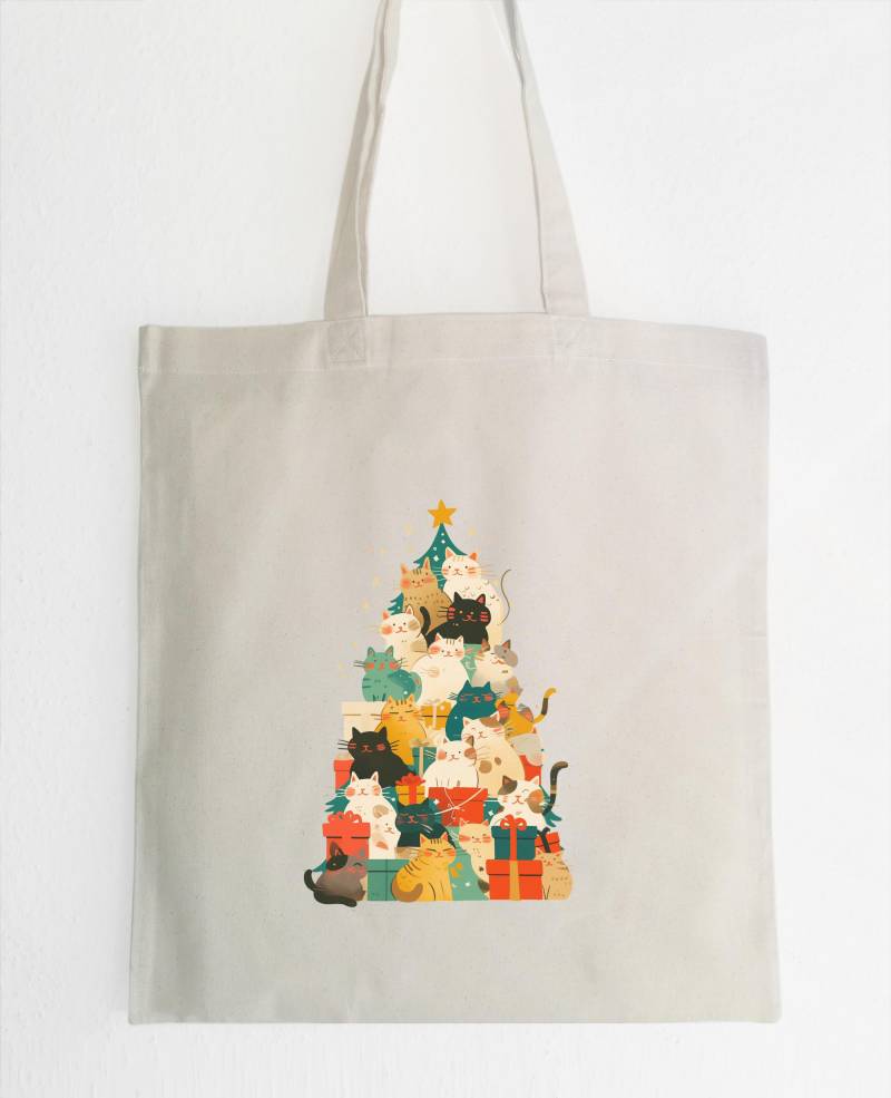 Niedlicher Jutebeutel Mit Katzen-Weihnachtsbaum, Tote Bag Black Cat Christmas Tree von osttop