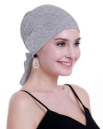 osvyo Bambus Chemo Kopftuch für Frauen mit Haarausfall - Krebspatienten Kopfbedeckung Turban in Versiegelter Verpackung LICHT FLECKING GRAU von osvyo