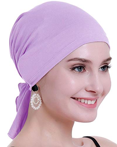 osvyo Bambus Chemo Kopftuch für Frauen mit Haarausfall - Krebspatienten Kopfbedeckung Turban in Versiegelter Verpackung LICHT LILA von osvyo