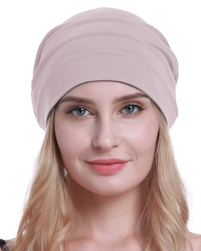 osvyo Baumwolle Chemo Hüte Soft Caps Krebs Kopfbedeckungen für Frauen Haarausfall versiegelt Verpackung,Blassrosa von osvyo