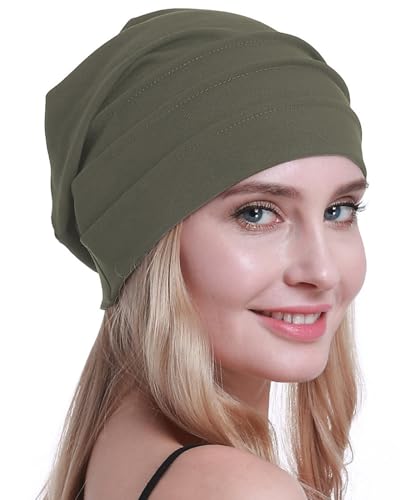 osvyo Baumwolle Chemo Hüte Soft Caps Krebs Kopfbedeckungen für Frauen Haarausfall versiegelt Verpackung,DUNKEL MOS von osvyo