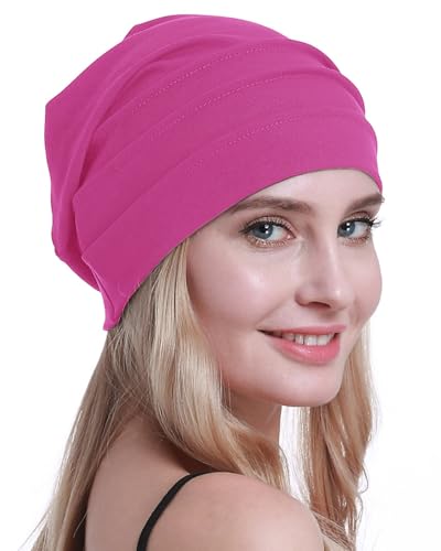 osvyo Baumwolle Chemo Hüte Soft Caps Krebs Kopfbedeckungen für Frauen Haarausfall versiegelt Verpackung,Fuscia PINK von osvyo
