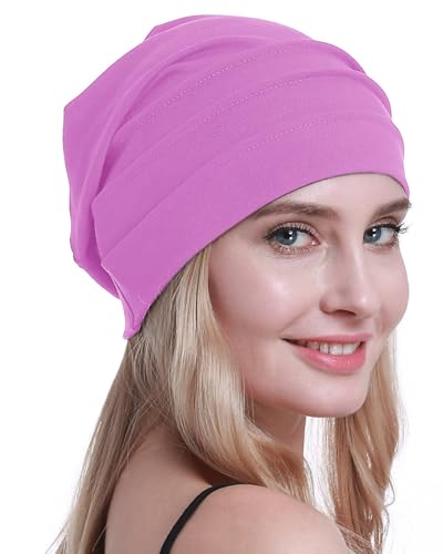 osvyo Baumwolle Chemo Hüte Soft Caps Krebs Kopfbedeckungen für Frauen Haarausfall versiegelt Verpackung,NEON PINK von osvyo