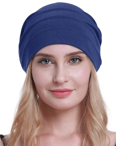 osvyo Baumwolle Chemo Hüte Soft Caps Krebs Kopfbedeckungen für Frauen Haarausfall versiegelt Verpackung,Star Command BLAU von osvyo