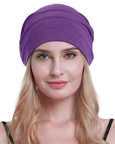 osvyo Baumwolle Chemo Hüte Soft Caps Krebs Kopfbedeckungen für Frauen Haarausfall versiegelt Verpackung PURPEL von osvyo