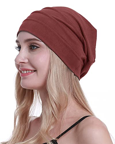osvyo Baumwolle Chemo Hüte Soft Caps Krebs Kopfbedeckungen für Frauen Haarausfall versiegelt Verpackung ROST ROT von osvyo