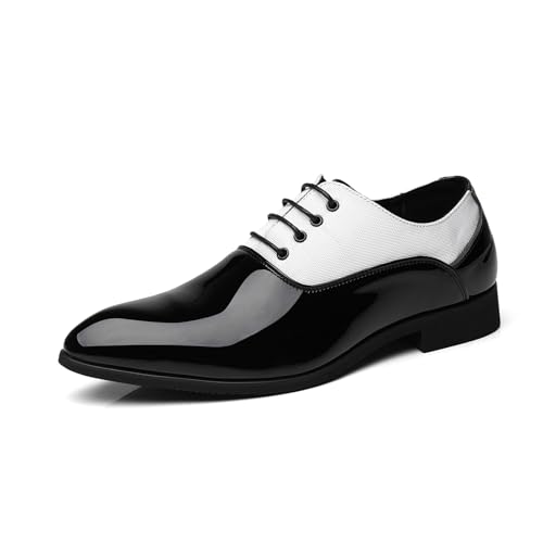 ottspu Anzugschuhe Herren Oxfords Casual Spleißen Klassisch Bequem Formal Derby Business Kleid Schuhe Für Männer,Black and White,45 EU von ottspu