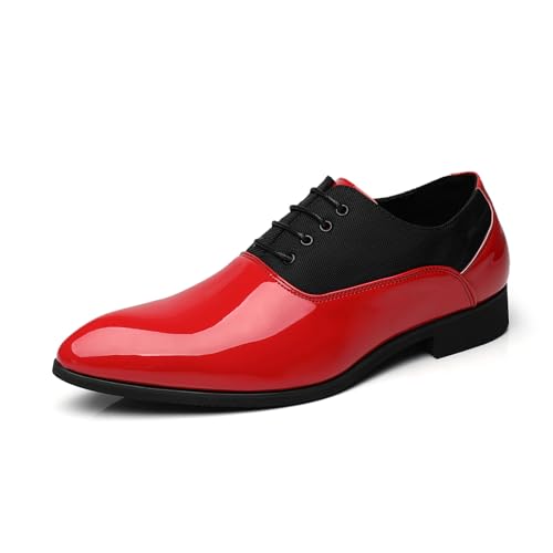 ottspu Anzugschuhe Herren Oxfords Casual Spleißen Klassisch Bequem Formal Derby Business Kleid Schuhe Für Männer,Black and red,41 EU von ottspu