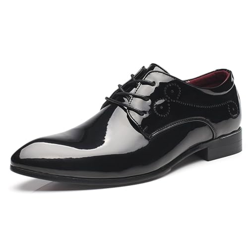 ottspu Herren Anzug Schuhe Lackleder Formal Business Klassisch Lace Up Wingtip Oxford Schuhe,Schwarz,37 EU von ottspu