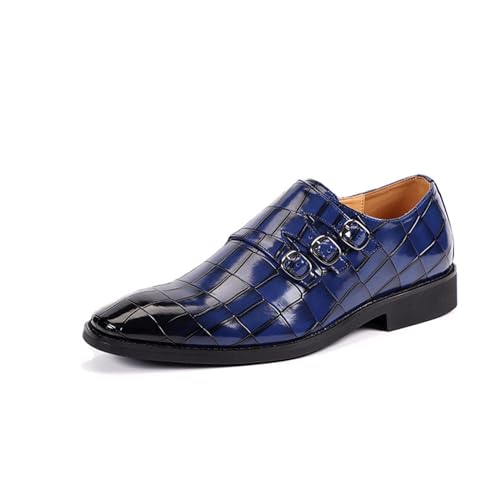 ottspu Herren Anzug Schuhe Leder Formal Business Oxford Derby Schuhe Brogue Monk Strap Retro Anzug Schuhe Für Männer,Blau,37 EU von ottspu