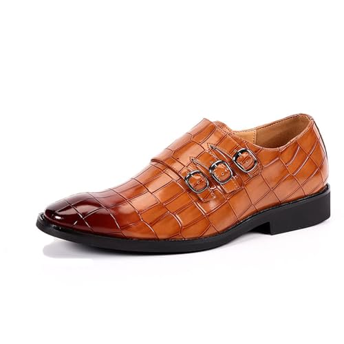 ottspu Herren Anzug Schuhe Leder Formal Business Oxford Derby Schuhe Brogue Monk Strap Retro Anzug Schuhe Für Männer,Braun,44.5 EU von ottspu
