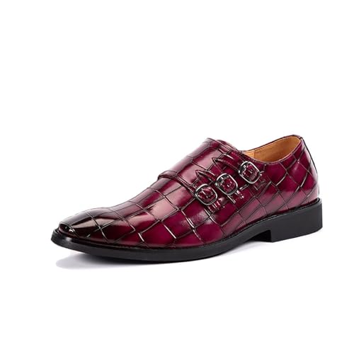 ottspu Herren Anzug Schuhe Leder Formal Business Oxford Derby Schuhe Brogue Monk Strap Retro Anzug Schuhe Für Männer,Lila,43 EU von ottspu