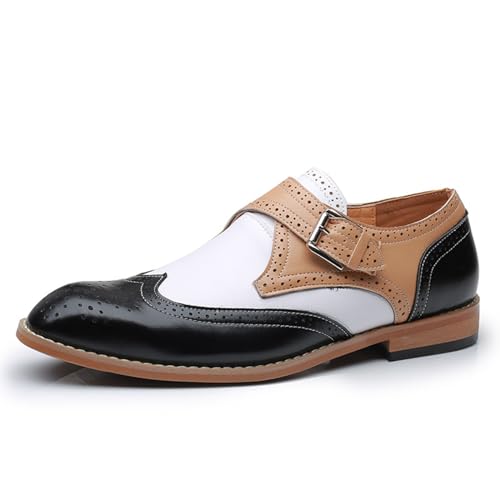 ottspu Herren Anzugschuhe Mit Spleißung Leder Im Klassischen Brogue Stil Oxford Formal Schuhe Für Männer,Schwarz,39 EU von ottspu