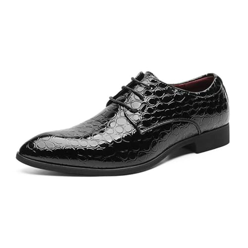ottspu Herren Anzugschuhe Modern Casual Oxford Schuhe Bequeme Business Krokodil Brogue Büro Schuhe,Schwarz,39 EU von ottspu