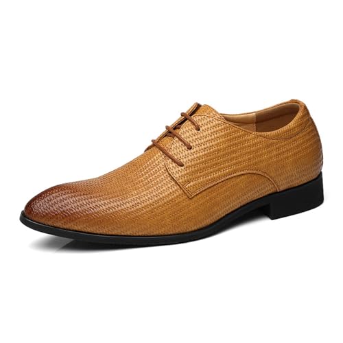 ottspu Herren Anzugschuhe Oxfords Lässig Weben Klassisch Bequem Formelle Derby Business Dress Schuhe Für Männer,Braun,38 EU von ottspu