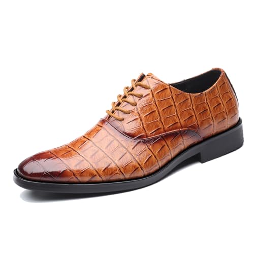 ottspu Herren Casual Dress Oxfords Schuhe Lace Up Modern Business Formal Derby Schuhe,Light Brown,38 EU von ottspu