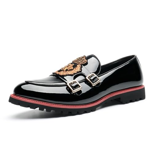 ottspu Herren Casual Schuhe Loafers Monk Strap Komfort Walking Schuhe Für Männliche Business Arbeit Büro Kleid,Schwarz,41 EU von ottspu