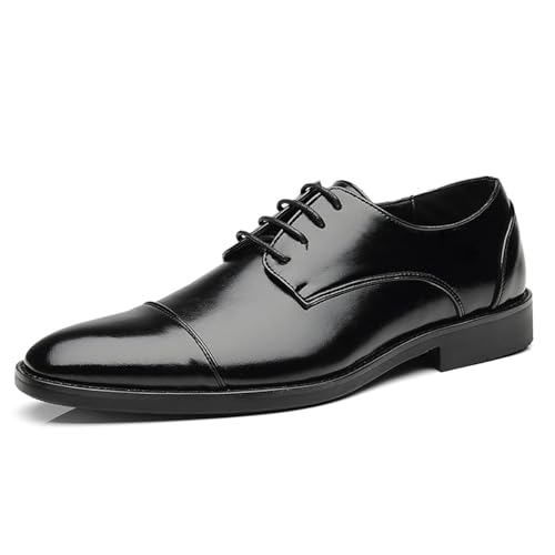 ottspu Herren Klassische Moderne Formale Oxford Brogue Wingtip Lace Up Lackleder Kleid Schuhe Hochzeit Schuh,Schwarz,42.5 EU von ottspu