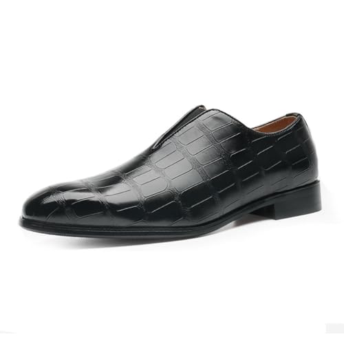 ottspu Herren Kleid Schuhe Leder Loafer, Mode Krokodil Gedruckt Handgemachte Kleid Schuhe Slip Auf Loafer Schuhe Für Männer,Schwarz,37 EU von ottspu