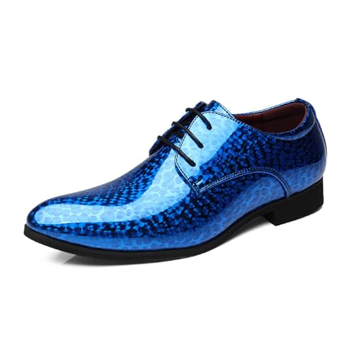 ottspu Herren Lackleder Oxford Formal Business Kleid Schuhe Derby Moderne Anzug Smoking Schuhe,Blau,39 EU von ottspu