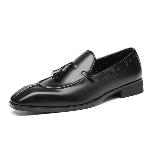 ottspu Herren Loafer Slip on Schuhe Quaste Kleid Schuhe Leder Formale Business Oxford Derby Schuhe,Schwarz,40 EU von ottspu