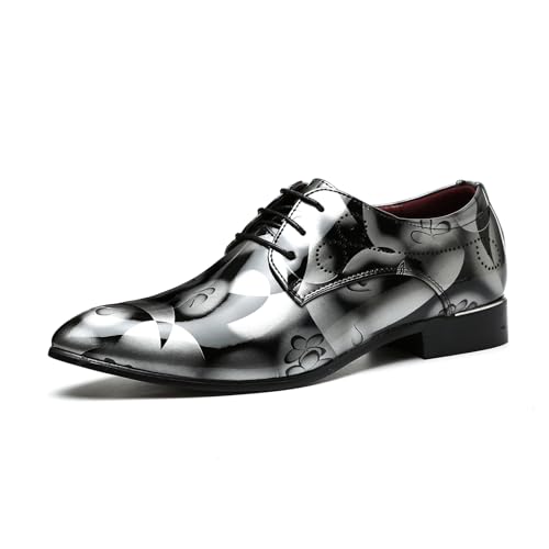 ottspu Herrenkleid Lackleder Tuxedo Oxford Formelle Schuhe Für Männer Business Derby Schuhe,Grau,37 EU von ottspu