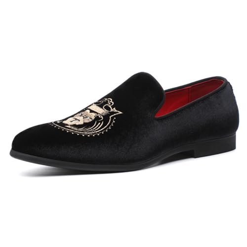 ottspu Herrenmode Formale Smoking Slip on Loafer Samt Kleid Schuhe,Schwarz,42 EU von ottspu