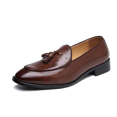 ottspu Herrenmode Klassische Loafers Luxus Loafer Schuhe Und Weeding Dress Schuhe Für Männer,Braun,44 EU von ottspu