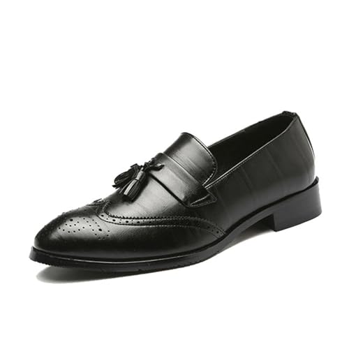 ottspu Kleid Schuhe Für Männer Leder Formal Business Oxford Derby Schuhe Brogue Wingtip Retro Kleid Schuhe Für Männer,Schwarz,42 EU von ottspu