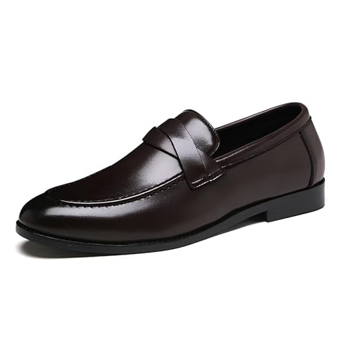 ottspu Männer Kleid Schuhe PU Leder Penny Loafers Für Männer Slip-On Formal Dress Loafers Für Männer,Braun,41 EU von ottspu