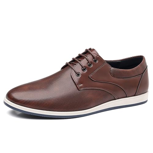 ottspu Sneakers Herren PU Leder Freizeitschuhe Für Männer Atmungsaktiv Kleid Herren Turnschuhe,Braun,42.5 EU von ottspu