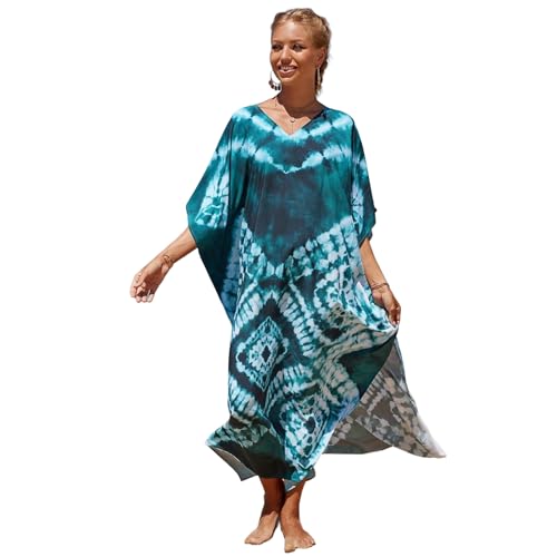 Damen Kaftan Strand Cover Up Lose Seite Split Strandkleid Blumendruck Badeanzug Cover Up Mode Rayon Kaftan Geschenk Damen Rayon Kaftan Blumendruck Strandkleid Badeanzug Cover Up Split Caftan von oueyfer