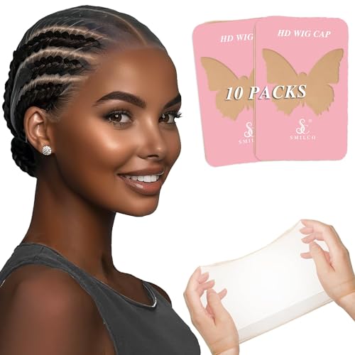 HD-Wig Caps- Perückenkappe 20 Stück hellbraune dehnbare Nylonstrumpfkappe für Spitzenperücke, transparente unsichtbare Perückenkappen für Frauen von ougist