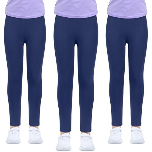 ouhos 3er Pack Leggings Mädchen Schwarz Weiß High Waist Leggins Kinder Sportleggins Lange Weich Elastisch Basic Sporthose Blickdichte Hose für Tanz Yoga Alltag von ouhos