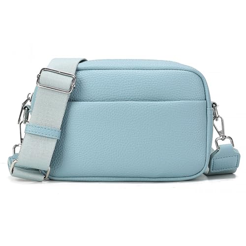 oukesin Crossbody Bag Damen Umhängetasche Damen Leder-Handytasche mit breitem Riemen, A-Blau von oukesin