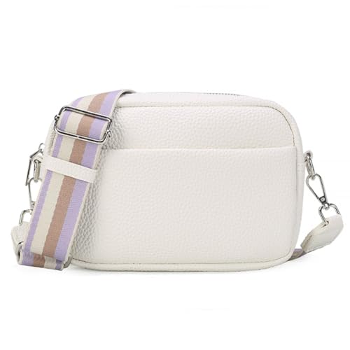 oukesin Crossbody Bag Damen Umhängetasche Damen Leder-Handytasche mit breitem Riemen, A-Weiß von oukesin