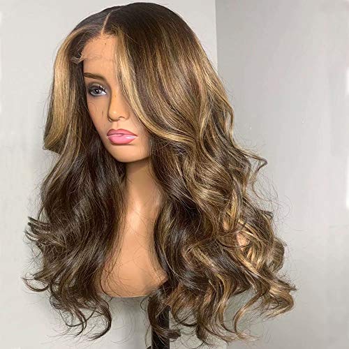 oulaer Haare, 13 x 4 Welle, hervorgehoben, blond, braun, menschliches Haar, Spitzenperücke, für schwarze Frauen, ohne Klebstoff, vorgefranst, mit B-Haar von oulaer