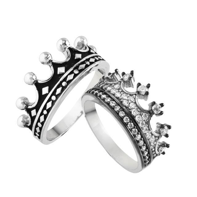 König Und Königin Ring Set, Krone Set, Silber Krone Ring, König Ring, 925K Sterling Silber Set, Handgemachte Set von ourcrown