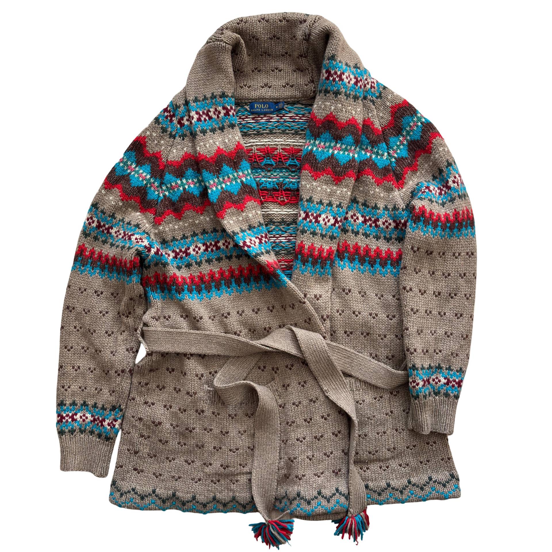 Seltene Polo Ralph Lauren Intarsia Wolle Kaschmir-Mischung Fair Isle Cardigan M von ourostore