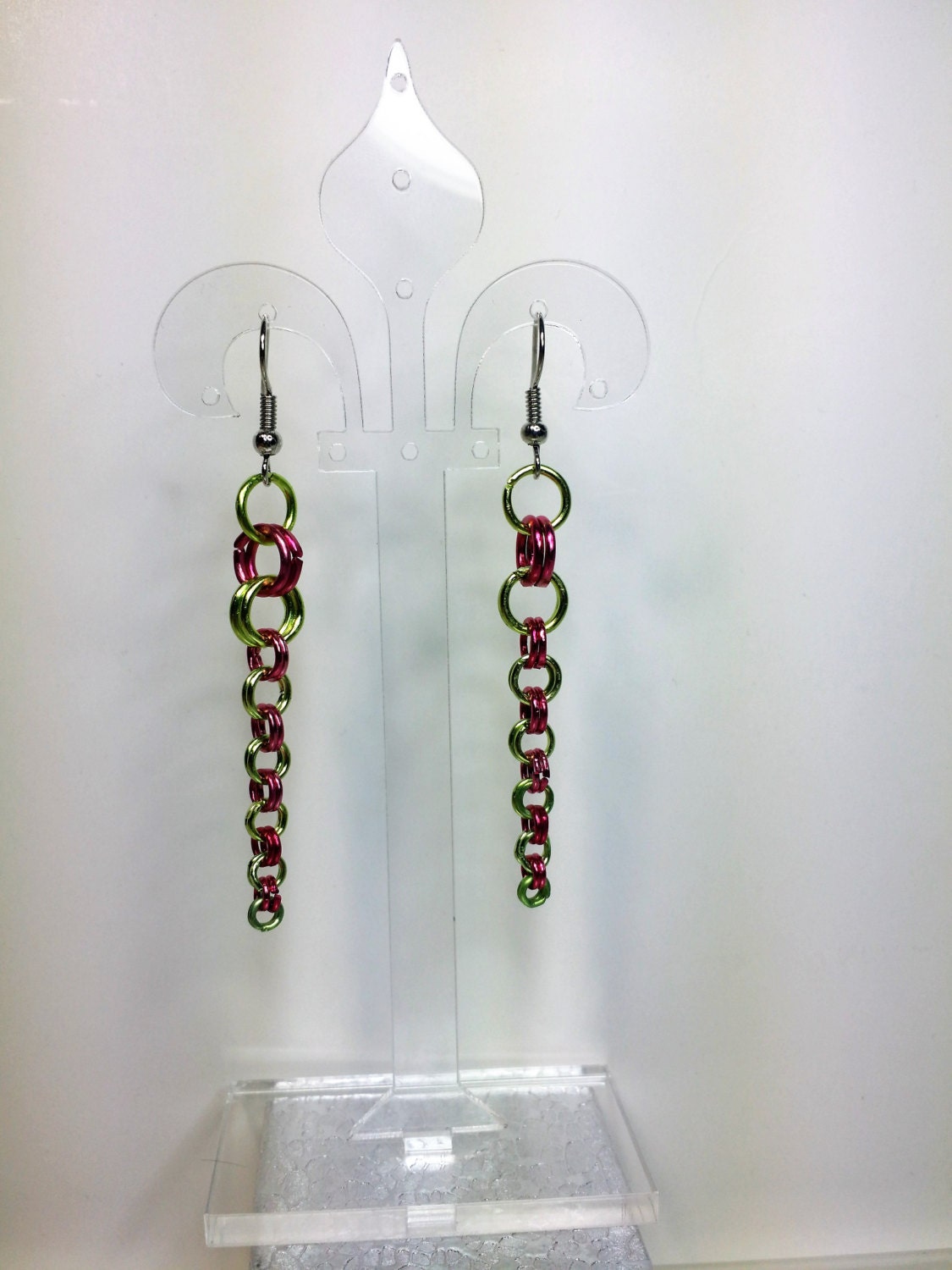 Chainmaille Urlaub Rot Und Grün, Jump Ring Ohrringe von ours2urs