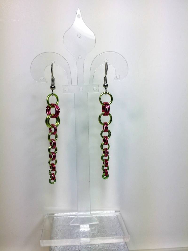 Chainmaille Urlaub Rot Und Grün, Jump Ring Ohrringe von ours2urs