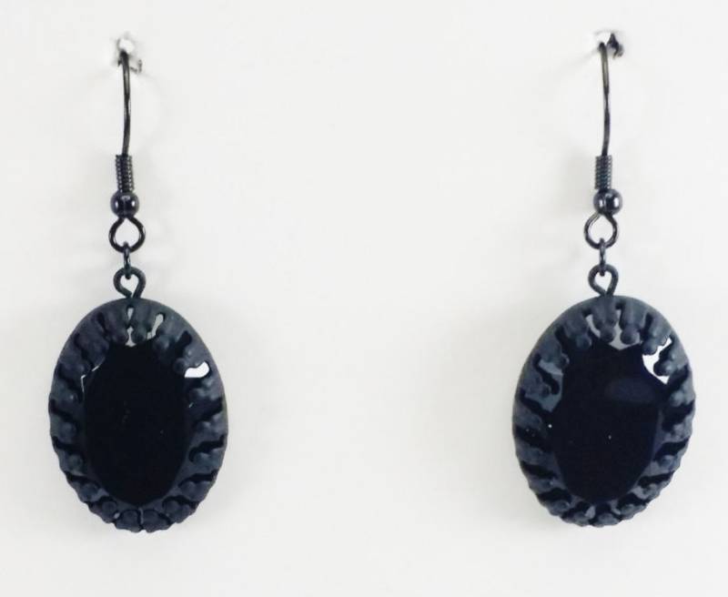 Schwarze Ovale Matte Tropfen Ohrringe von ours2urs