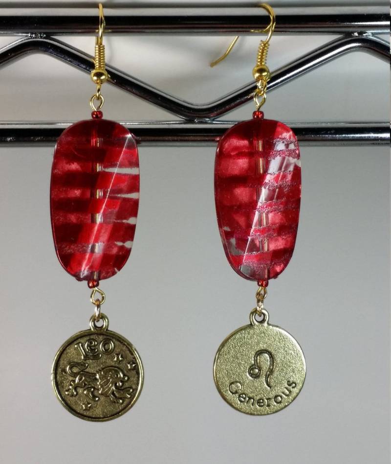 sternzeichen Ohrringe, Löwe Geburtszeichen, Gold Farbe 2 Seitige Münze, Horoskop Zeichen, Astrologie von ours2urs