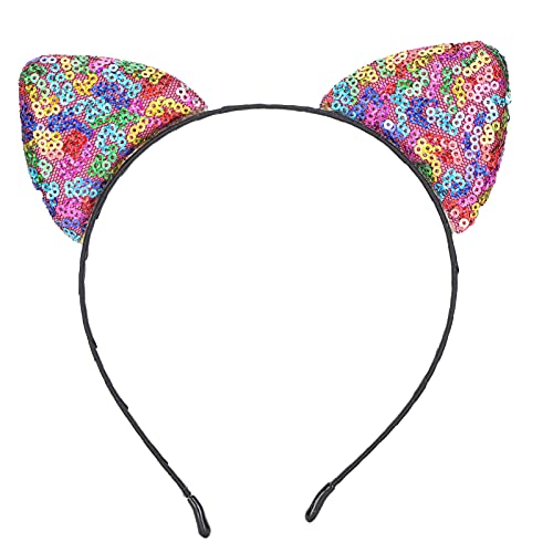 Paillettenkatze Ohren Stirnband glänzende Haare Hoops Damen -Accessoire für Party Daily Cute Style (Bunt) von outdoorm